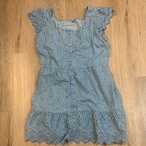 Blue Lace Trim Dress
